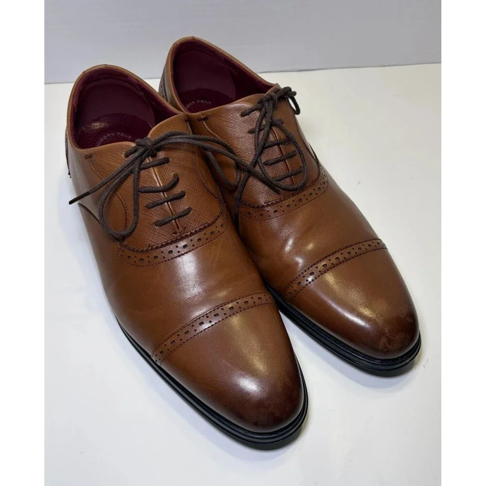Stacy Adams Shoes Men's Size 12 Brown Leather Cap Toe Dress Oxford Memory Foam